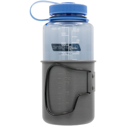 Olicamp Space Saver Mug Black & Nalgene 32oz Wide Mouth Gray/Blue Water Bottle Combo