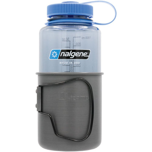 Olicamp Space Saver Mug Black & Nalgene 32oz Wide Mouth Gray/Blue Water Bottle Combo