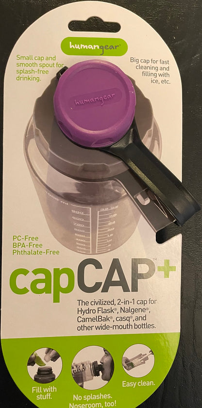 Human Gear CapCAP+ Narrow & Wide Mouth Bottle Cap Nalgene CamelBak Purple/Gray HG0520-PUR