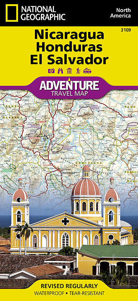 National Geographic Adventure Map Nicaragua Honduras El Salvador AD00003109