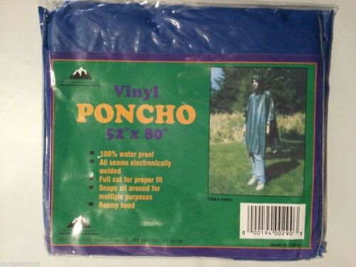 Liberty Mountain Waterproof Vinyl Rain Poncho Blue 52" x 80" Survival