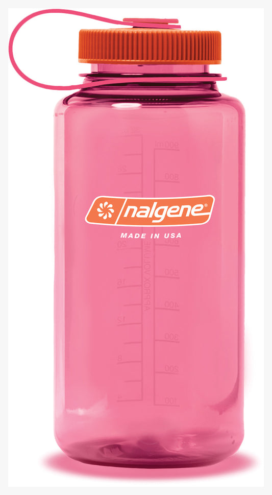 Nalgene Wide Mouth Sustain 32 oz Bottle Flamingo Pink w/Red Cap