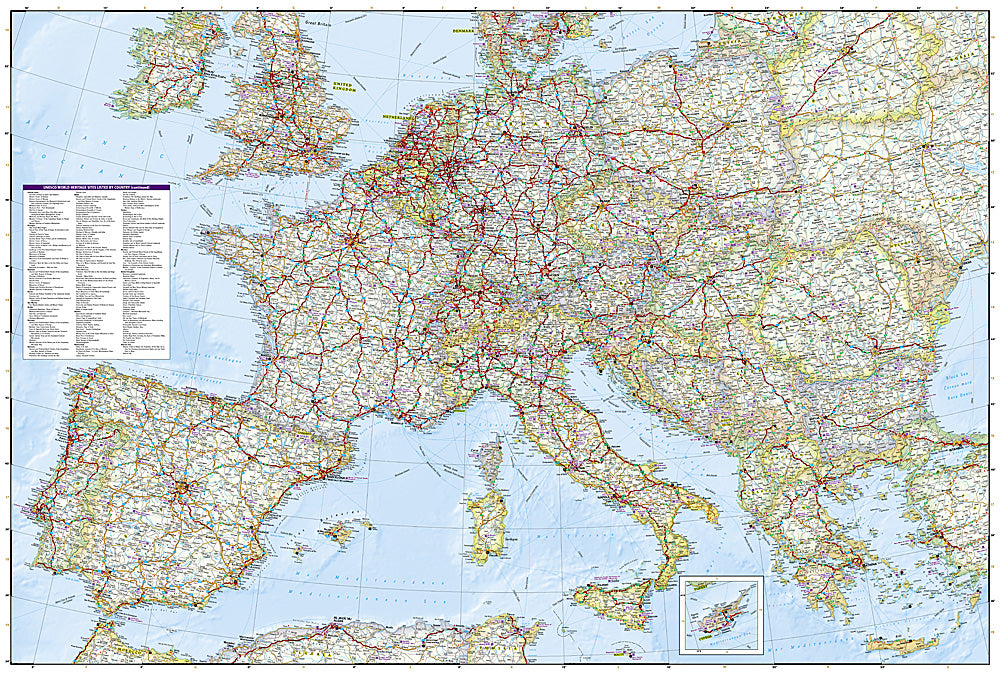 National Geographic Adventure Map Continent / Countries of Europe AD00003328