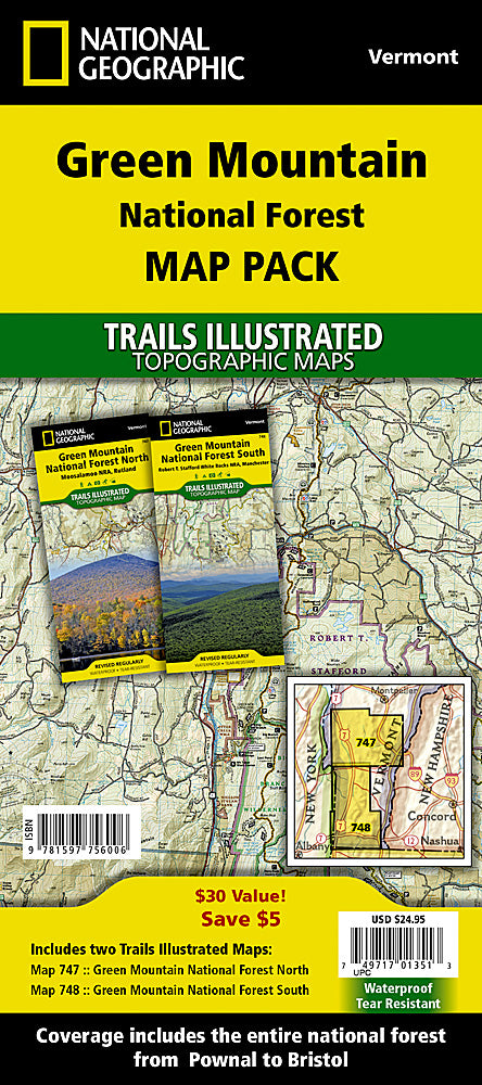 National Geographic VT Green Mountain NF Map Pack Bundle TI01021128B