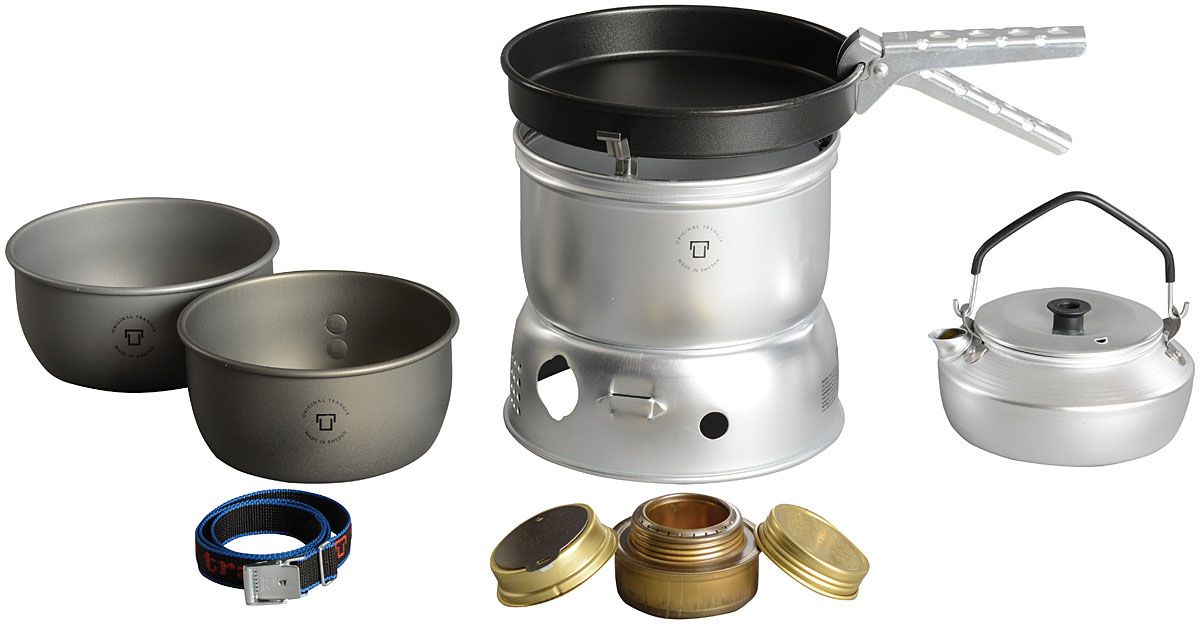 Trangia Alcohol Stove 27-0 UL/HA Cook Set w/Kettle, Hard Anodized Pots & Fry Pan