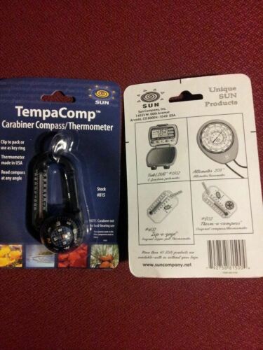 Sun TempaComp Thermometer Compass Carabiner Key Ring Temperature Biner 815