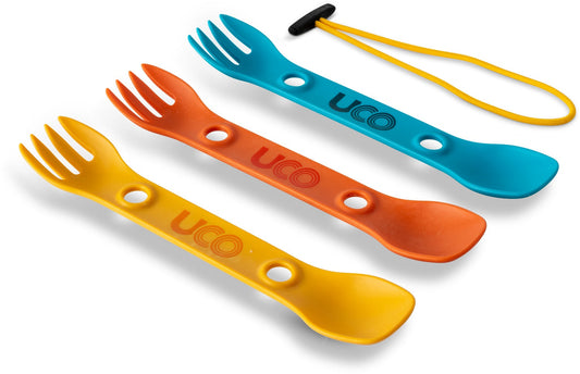 UCO Mini Utility Spork 3-Pack Classic Colors w/Tether F-SP-M-3PK