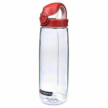 Nalgene On The Fly 24oz Water Bottle Clear w/Fire Red OTF Cap - BPA Free