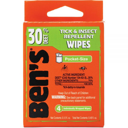 Ben's 30% DEET Wilderness Repellent Travel Wipes 4-Pack xxx