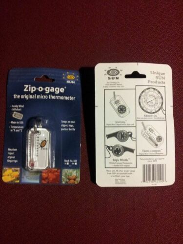 Sun Zip-O-Gage Micro Thermometer Zipper-Pull Temperature Backpacking 402