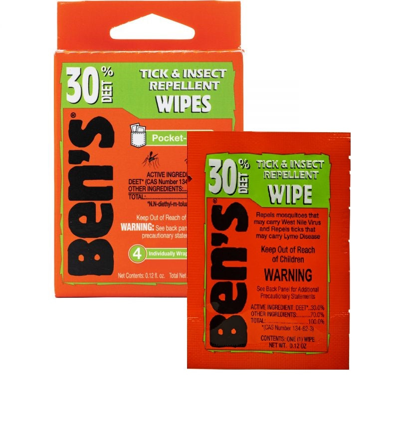 Ben's 30% DEET Wilderness Repellent Travel Wipes 4-Pack xxx