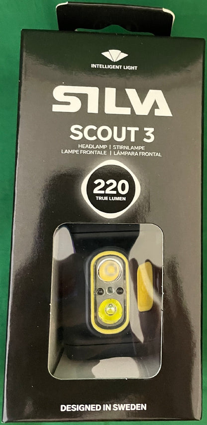 Silva Scout 3 Headlamp 220 Lumen Flashlight w/Batteries 37978