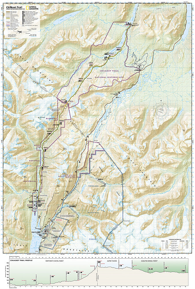 National Geographic Trails Illustrated AK Chilkoot Trail Klondike Gold Map TI00000254