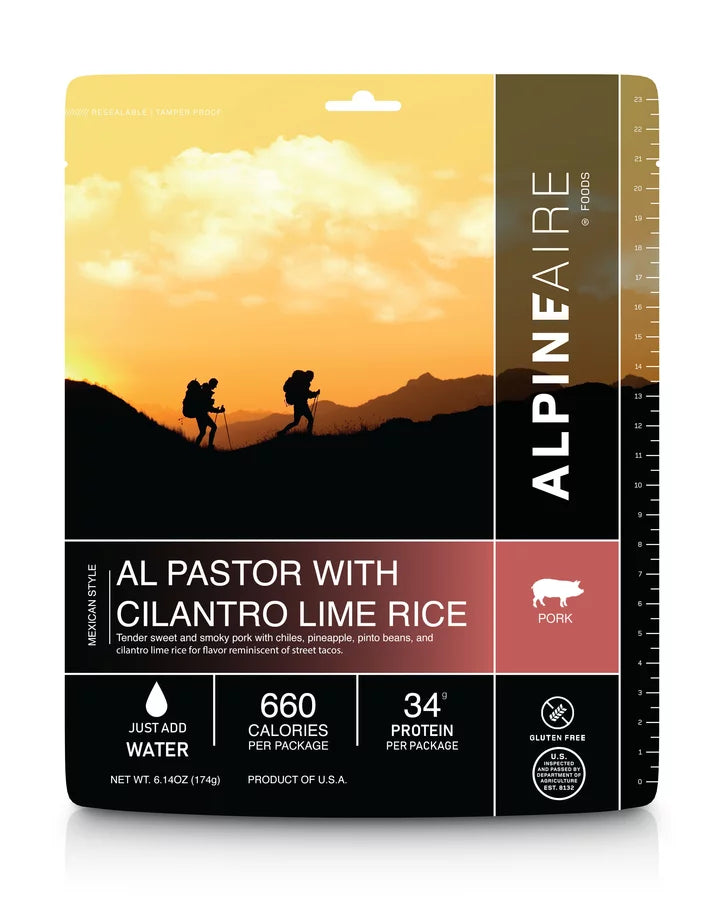 AlpineAire Al Pastor Pork w/Cilantro Lime Rice Freeze Dried Camping Food 60605