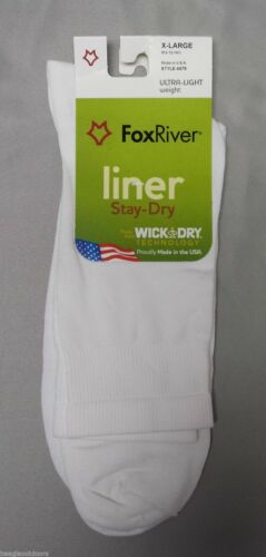 Fox River 4478 Wick Dry Alturas Socks Ultra-Lightweight Crew Liner Sock White XL