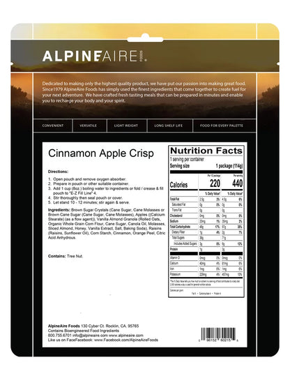 AlpineAire Cinnamon Apple Crisp w/French Vanilla Camping Food Pouch 60215