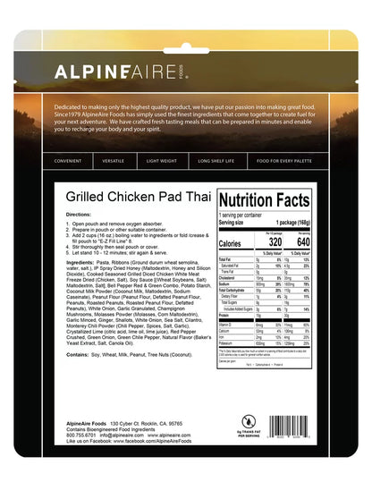 AlpineAire Grilled Chicken Pad Thai Freeze Dried Camping Food Pouch 60330