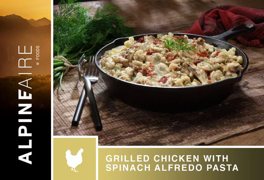 AlpineAire Grilled Chicken Spinach Alfredo Pasta Freeze Dried Camping Food 60305