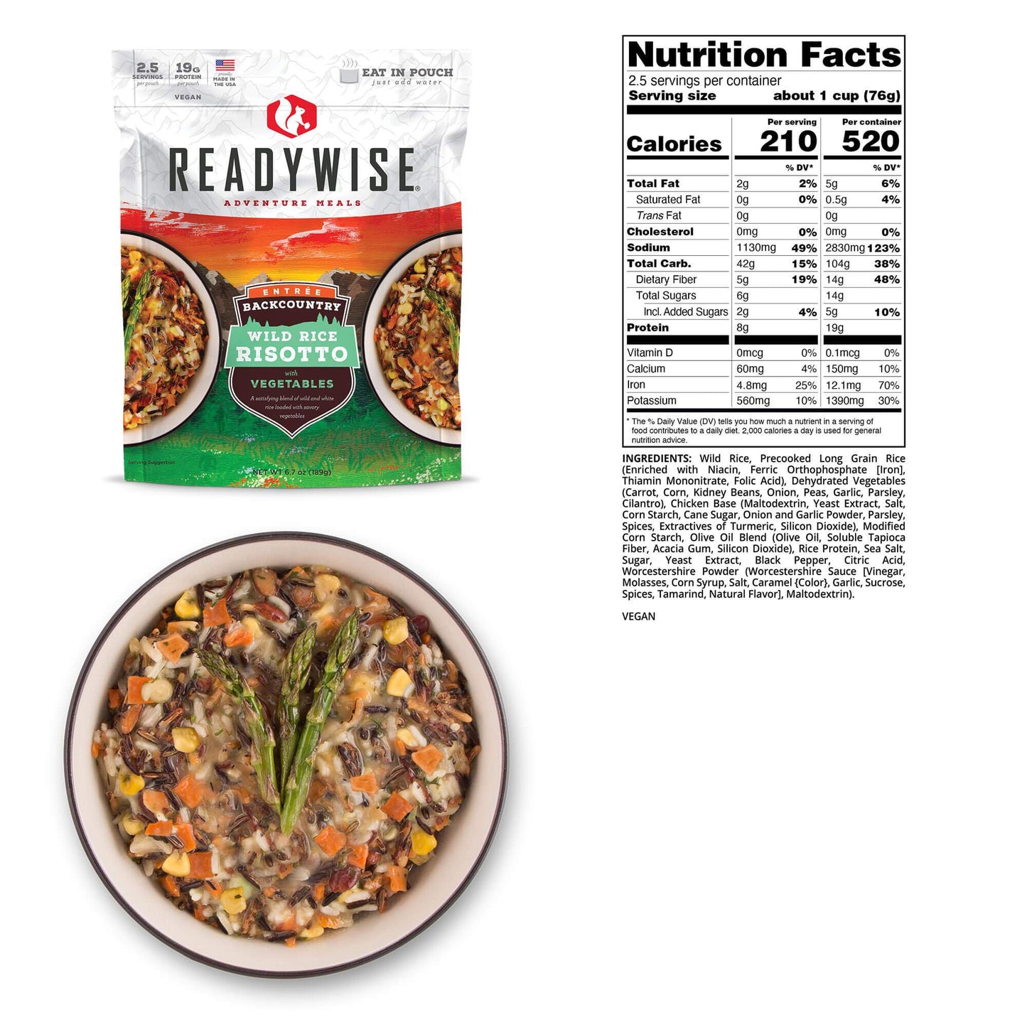 ReadyWise Basecamp Backcountry Wild Rice Risotto w/Vegetables 2.5 Servings