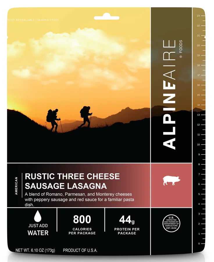 AlpineAire Rustic Three Cheese Sausage Lasagna Freeze Dried Camping Food 61625