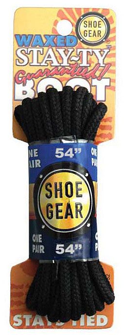 Shoe Gear Waxed Boot Laces 54" Black 311-34