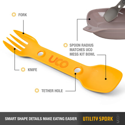 UCO Utility Spork 2-Pack Bulk Gold / Sky Blue w/Tether F-SP-UT-2PKBULK