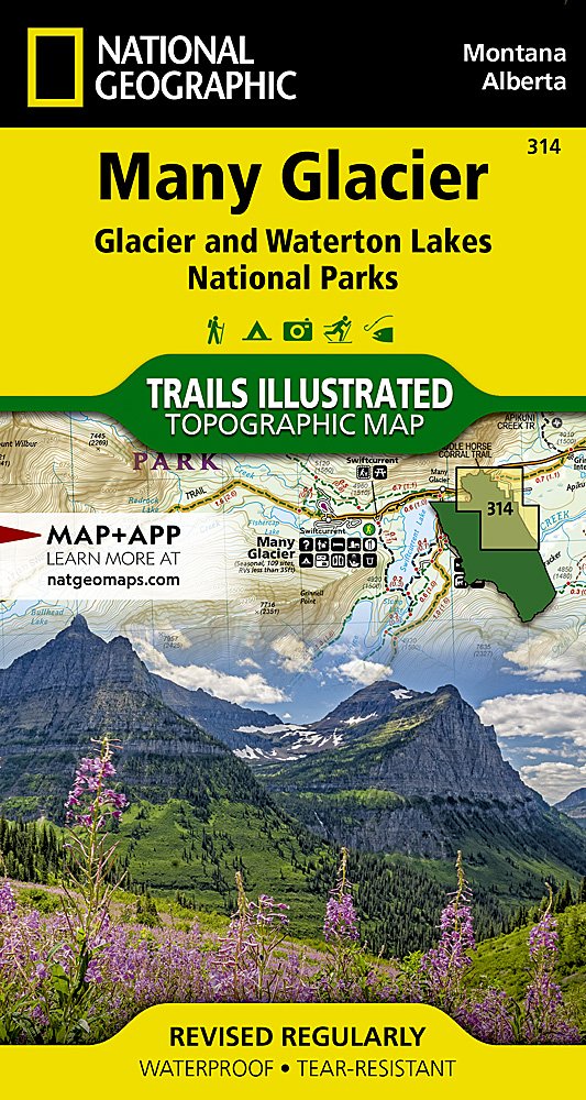 National Geographic Trails Illustrated MT Many Glacier Waterton Lakes NP Map TI00000314