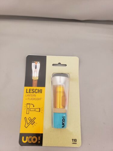 New UCO Leschi 110-Lumens LED Lantern + Flashlight Aqua / Gold ML-LESCHI