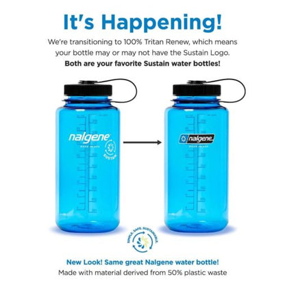 Nalgene Wide Mouth Sustain 32 oz Bottle Cadet Blue w/Aqua Blue Cap