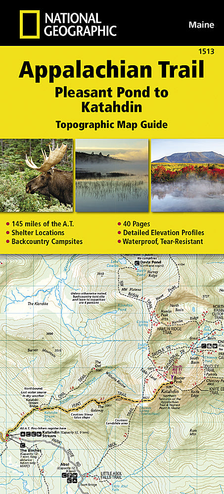 National Geographic TI Appalachian Trail ME Pleasant Pond to Katahdin Map TI00001513