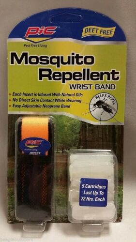 PIC Wristband Mosquito Repeller Orange-Natural Oils Repels Up To 72 Hours ADJ-WB