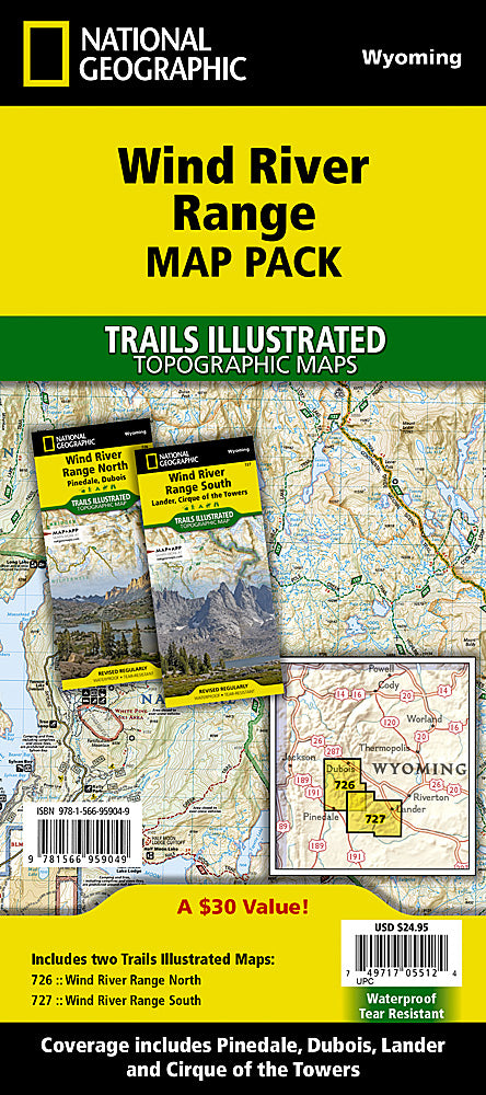 National Geographic Wind River Range Map Pack Bundle TI01021281B