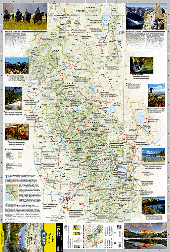 California Sierra Rivers Map National Geographic Destination Travel Map California CA Sierra Nevada ...