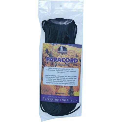 Peregrine 100' Feet Paracord Black Lightweight 5/32" Nylon Backpacking