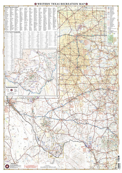 National Geographic Benchmark Maps Western Texas TX Road & Recreation Map BE0BENWTRM