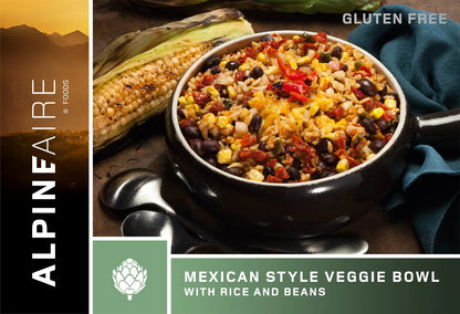 AlpineAire Mexican Style Veggie Bowl w/Rice & Beans Freeze Dried Camp Food 60110