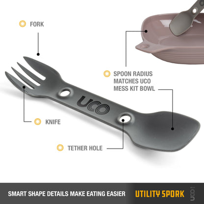 UCO Utility Spork 2-Pack Bulk Green / Charcoal w/Tether F-SP-UT-2PKBULK