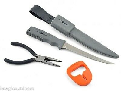 South Bend Plier Combo Pack 6" Fillet Knife, Pliers, Knife Sharpener SBFCP-1