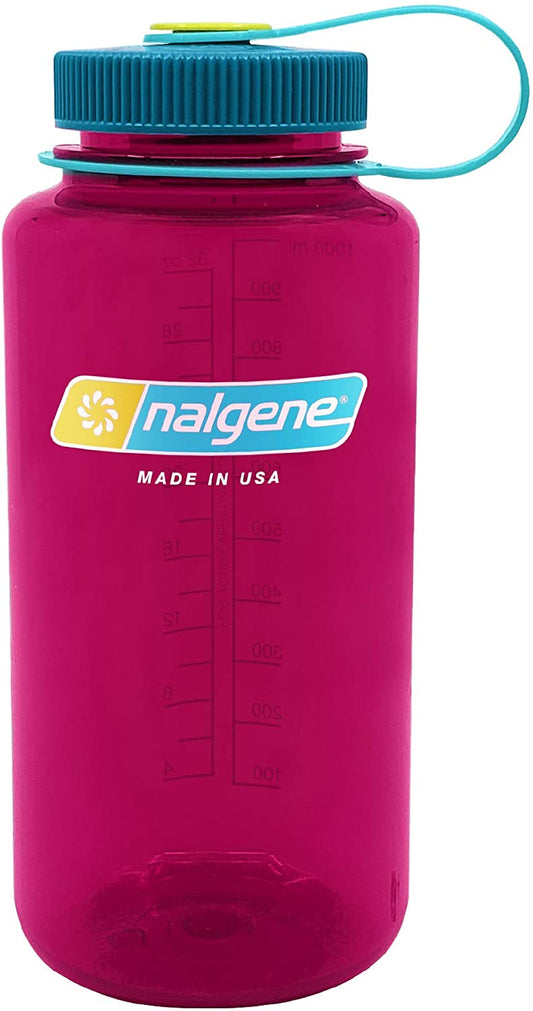 Nalgene Wide Mouth 32 oz Sustain Bottle Eggplant Purple w/Aqua Blue Lid 2020-4432