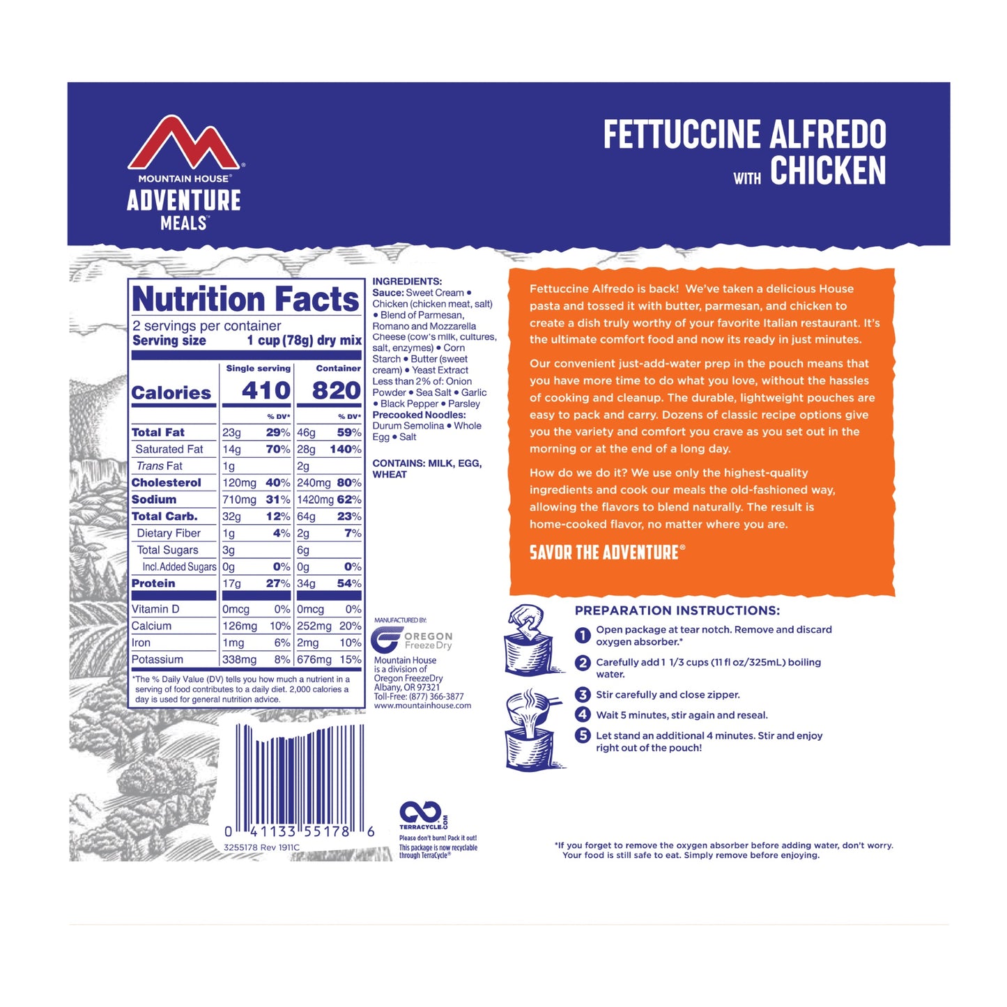 Mountain House Fettuccine Alfredo with Chicken 55178