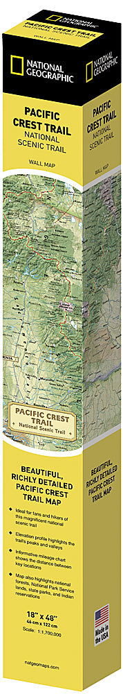 National Geographic Pacific Crest Trail Wall Map Gift Box 18'' x 48'' RE01020758X