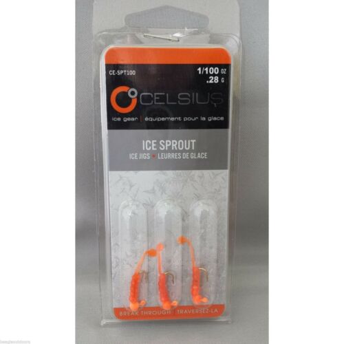 Celsius Ice Sprout 1/100 .28g Jig head Orange CE-SPT100ORG Fishing Lure 3-Pack