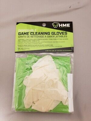 HME Hunting Made Easy Game Cleaning Gloves w/Wrist & Shoulder Length & Wet Wipe