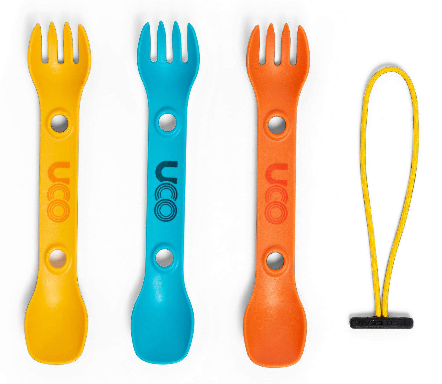 UCO Mini Utility Spork 3-Pack Classic Colors w/Tether F-SP-M-3PK