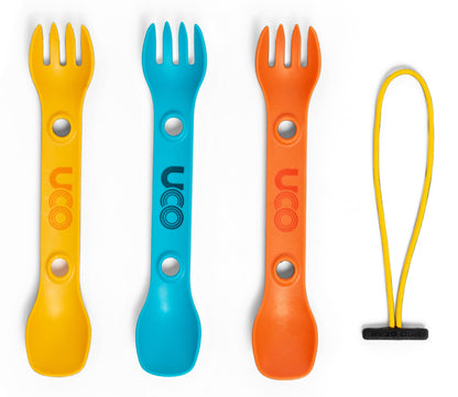 UCO Mini Utility Spork 3-Pack Classic Colors w/Tether F-SP-M-3PK