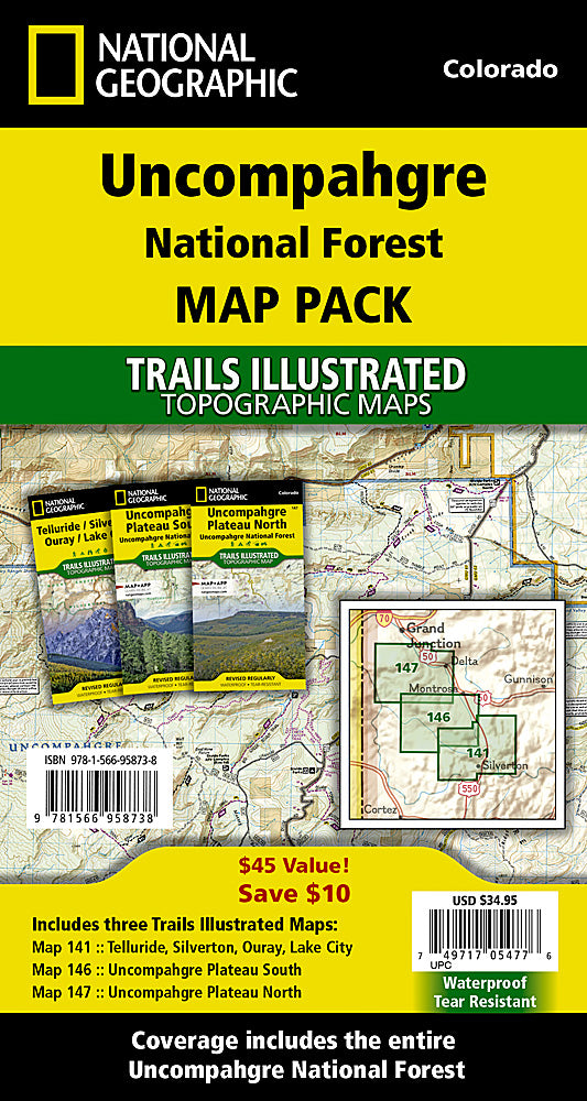 National Geographic Uncompahgre Nat Forest Map Pack Bundle TI01021253B