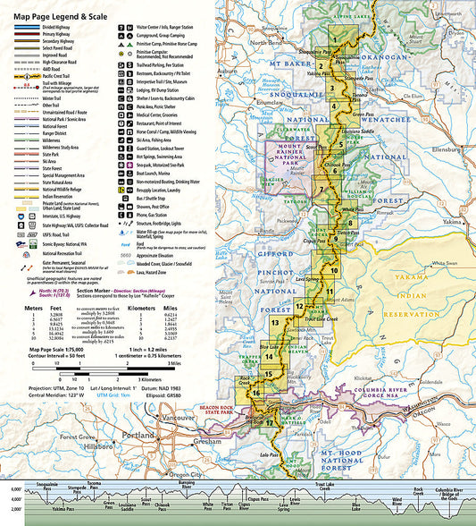 National Geographic TI Pacific Crest Trail WA South Topographic Map Guide TI00001003