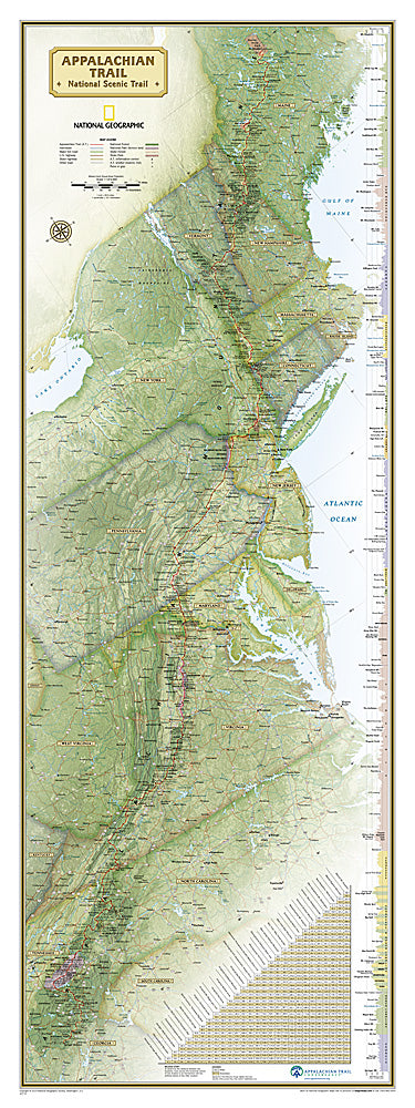 National Geographic Appalachian Trail Wall Map Standard 18" x 48" RE01020715