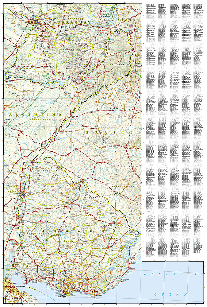 National Geographic Adventure Map Uruguay Paraguay South America AD00003407