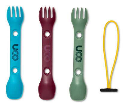 UCO Mini Utility Spork 3-Pack Terra Colors w/Tether F-SP-M-3PK